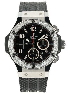 Hublot Big Bang Black Dial Diamond Steel 44mm Automatic Mens 301.SX.140.RX.114